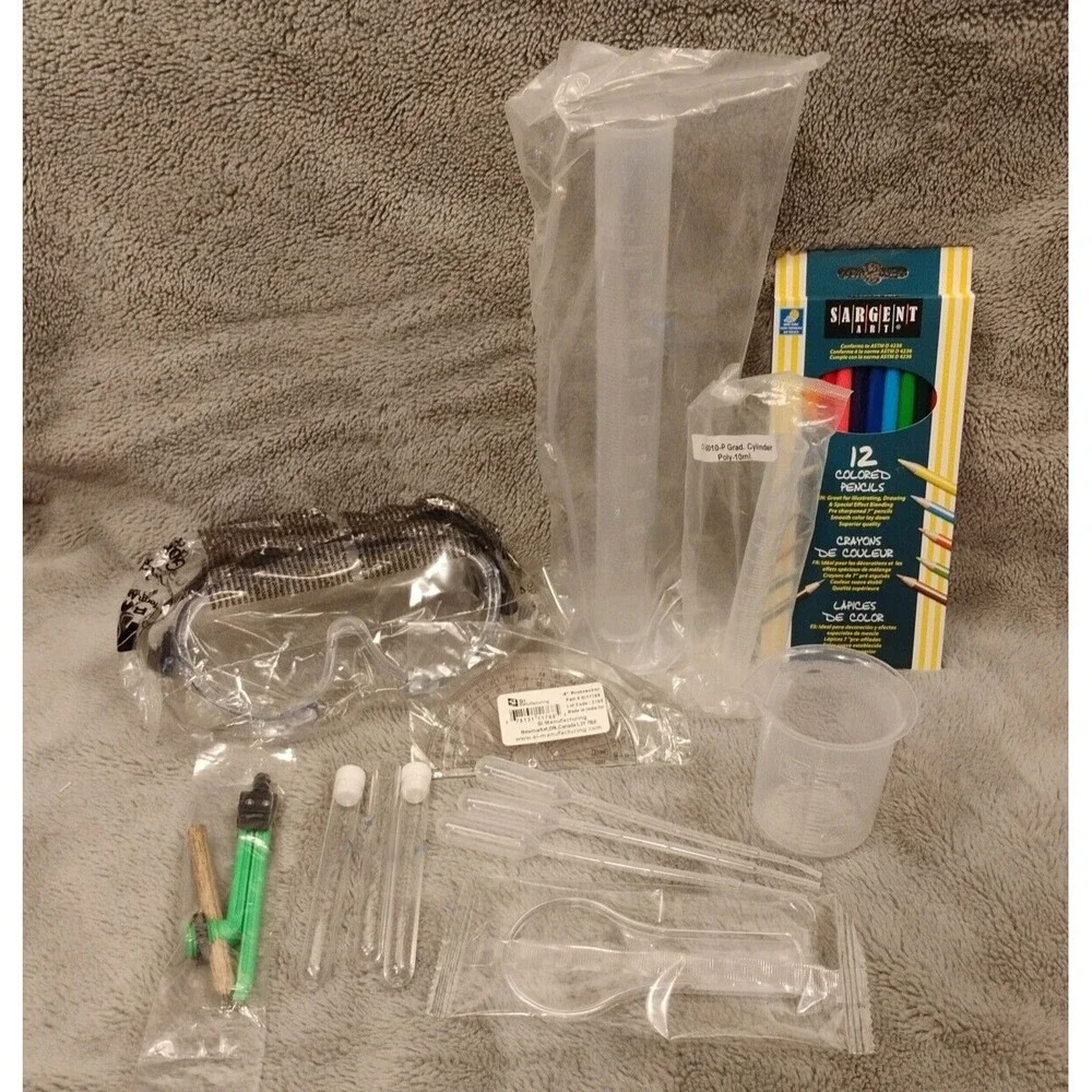 NEW Homeschool School Science Kit Supplies Cylinders Compass Safety Goggles More